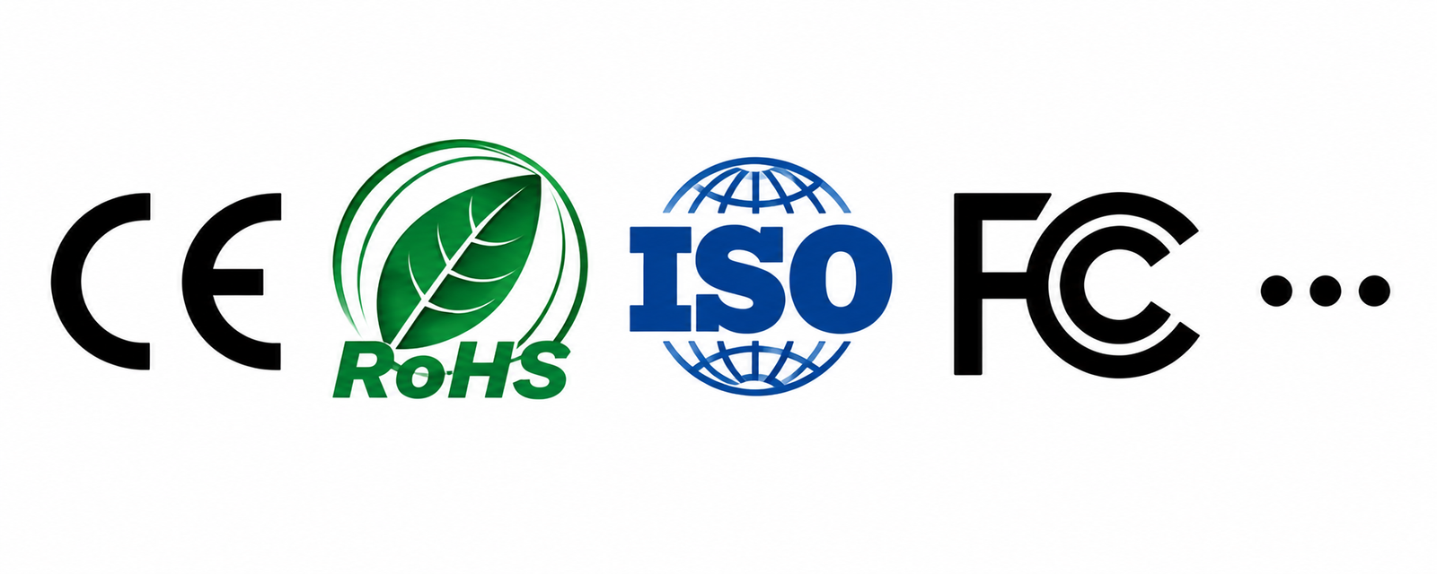 CE, FCC, RoHS and ISO 9001 certification support